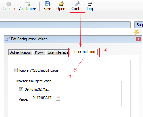 COnfigure MaxItemsInObjectGraph